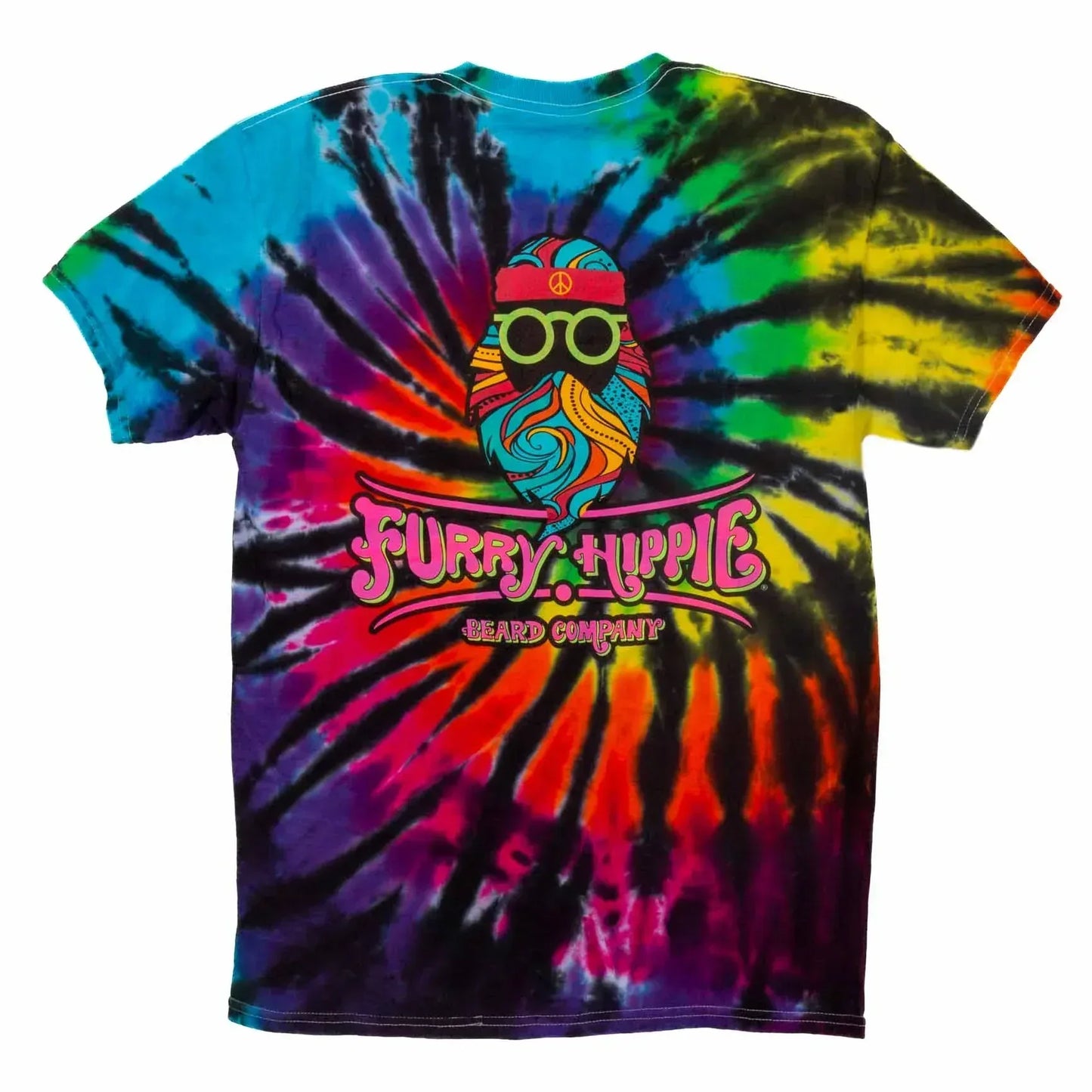 Furry Hippie Logo Rainbow Hurricane Tie Dye T-Shirt - Furry Hippie Beard Company