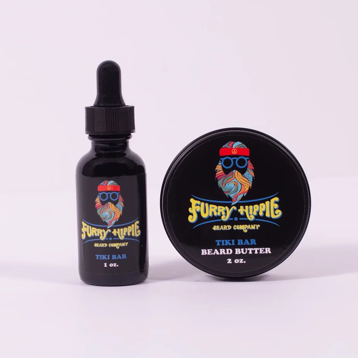 Tiki Bar Double Down Duo with 1oz beard oil and 2oz beard butter by Furry Hippie Beard Company