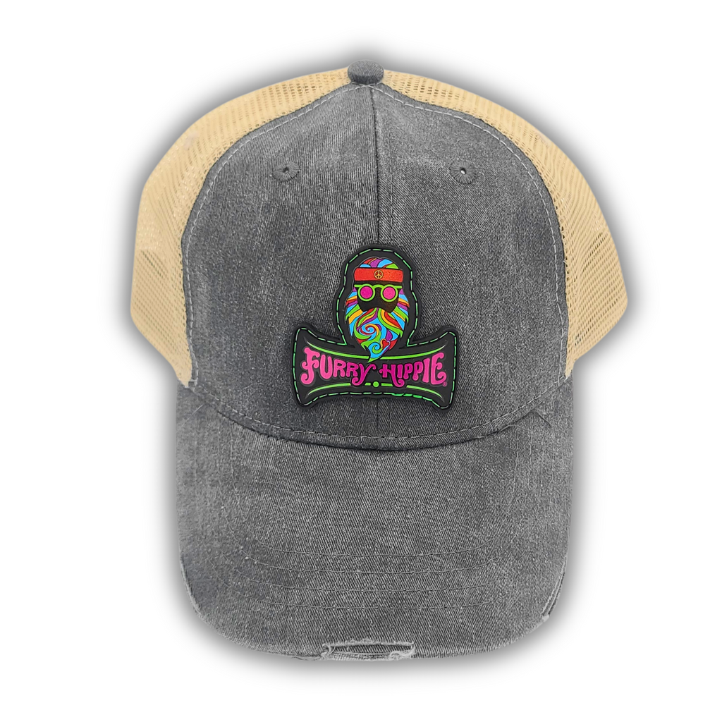 Furry Hippie Charcoal/Tan Trucker Cap