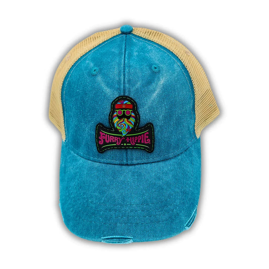 Furry Hippie Teal/Tan Trucker Cap - Furry Hippie Beard Company